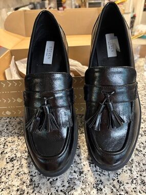 Women's Black Leather Loafers